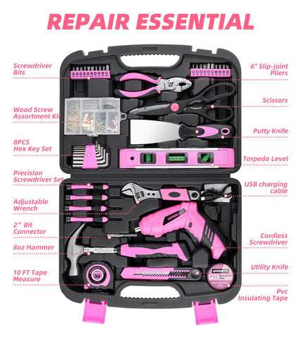 URASISTO pink drill driver enables easy household drilling and screw tightening