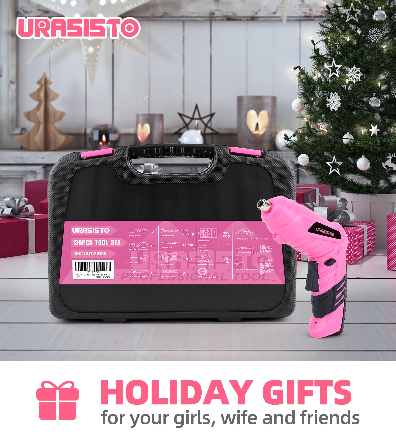 URASISTO pink portable tool box keeps supplies organized on the go