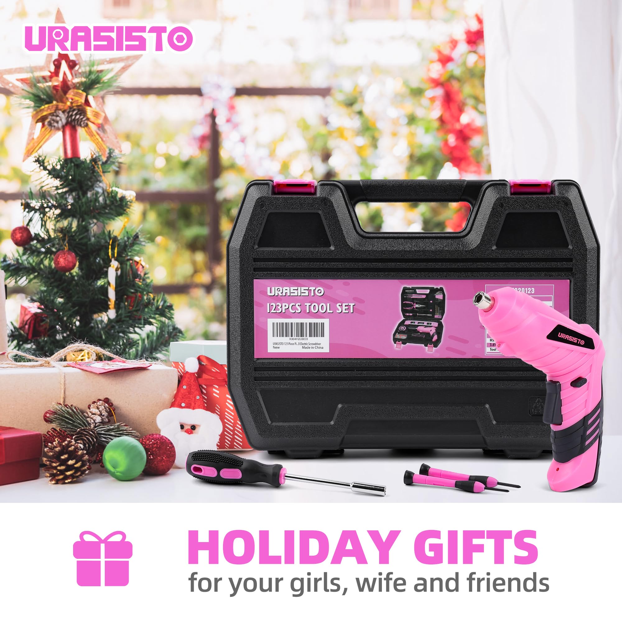 URASISTO portable pink toolbox designed for tidy home maintenance.