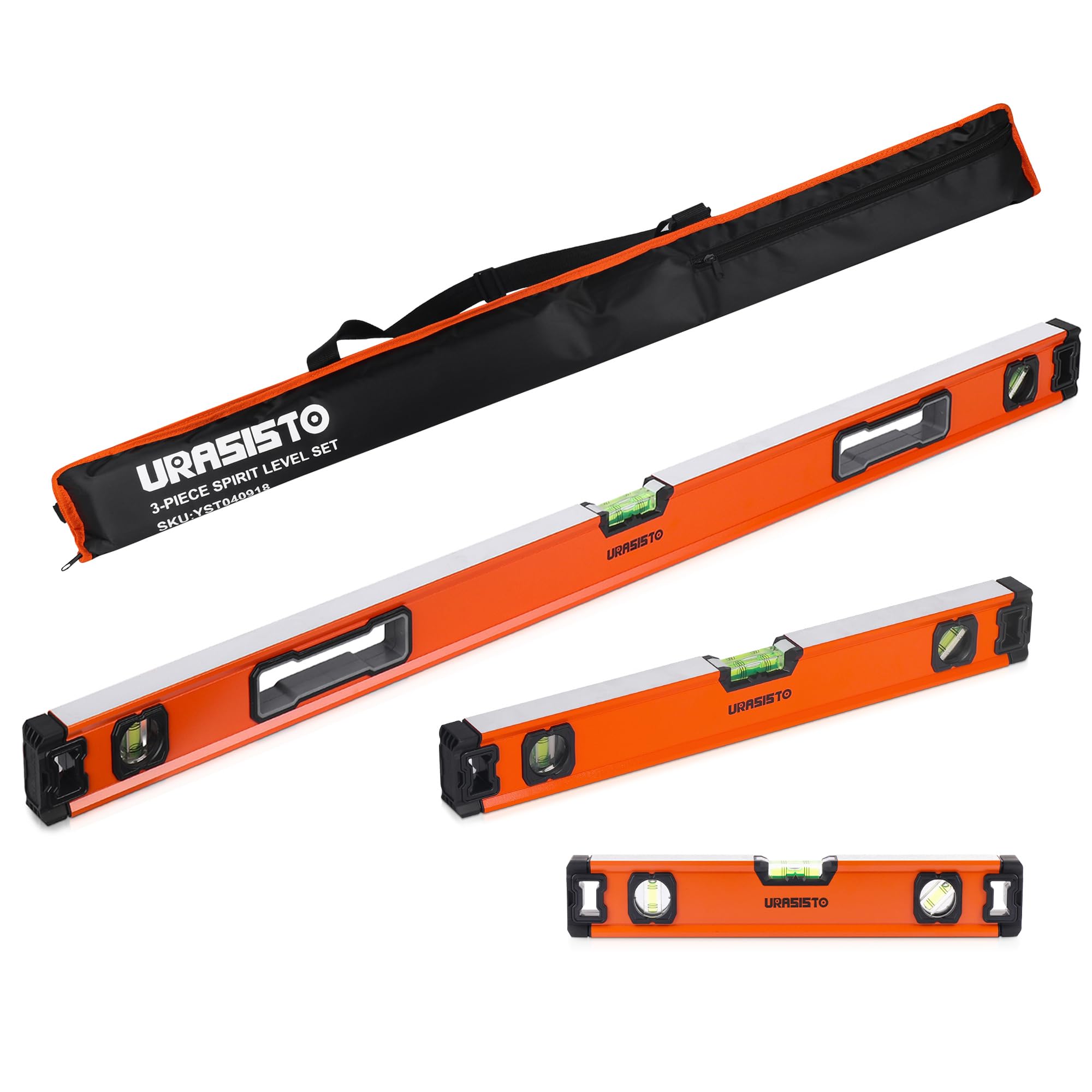 URASISTO spirit level 12-inch with bright vials for precise woodworking alignment