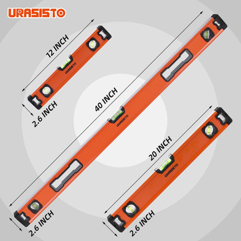 URASISTO spirit level 20-inch with clear 45/90/180 bubbles for furniture installation