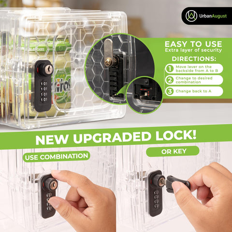 Urban August lock box stackable design helps keep items organized.