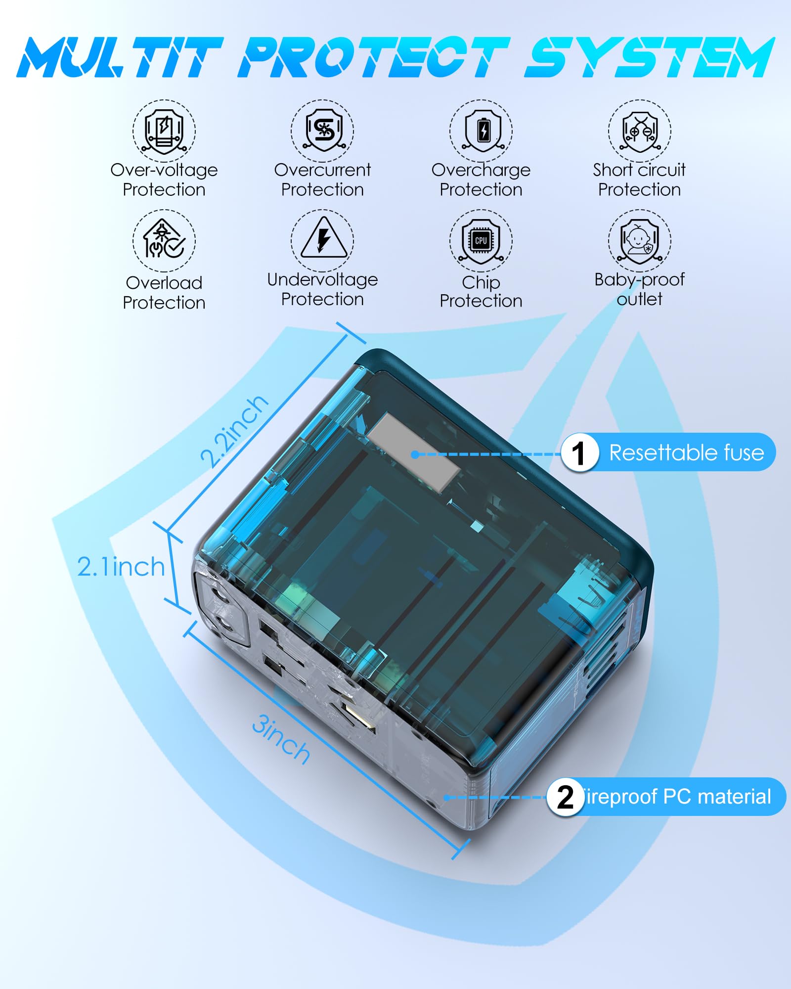 URJD travel adapter on a desk shows compact portability
