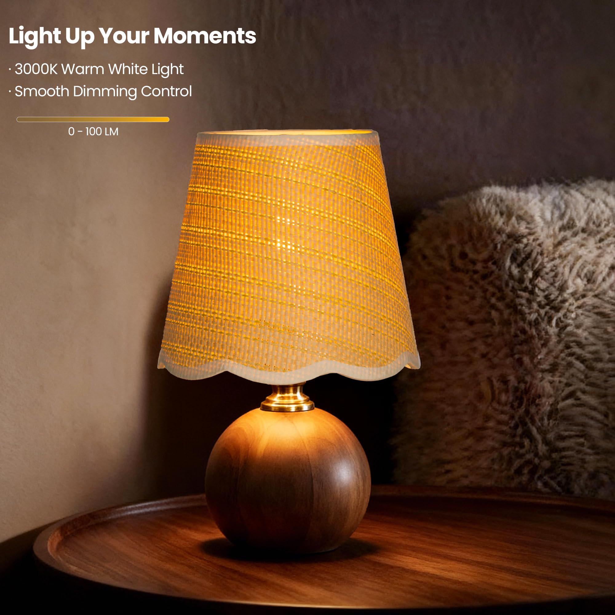 URLIGHTS bed-side lamp with dimmable E26 socket for customizable ambience.
