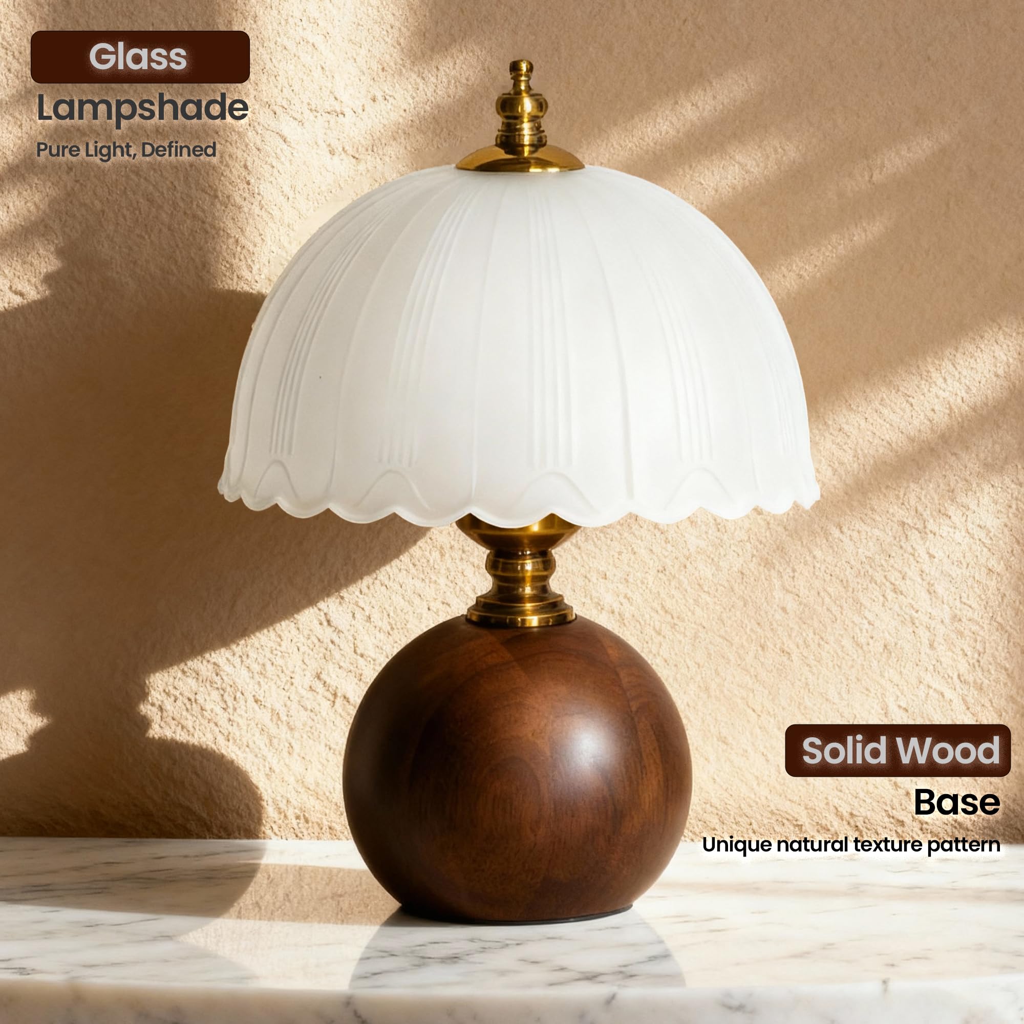 URLIGHTS decorative wooden table lamp frosted shade diffuses light for gentle evenings.