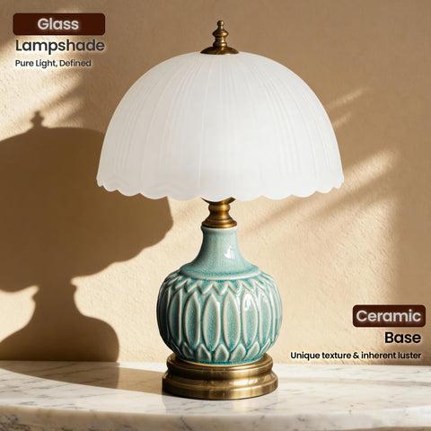 URLIGHTS frosted glass shade diffuses light with gentle glow.