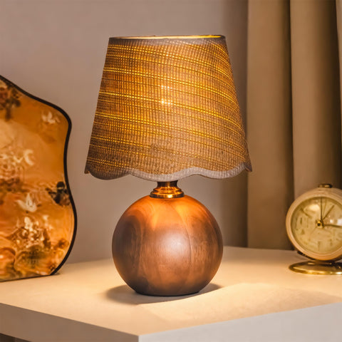 URLIGHTS modern wooden bedside lamp base in warm light for a calming bedroom.