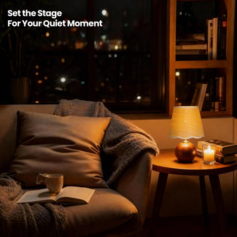 URLIGHTS natural wooden base complements modern, Scandinavian, and minimalist décor.