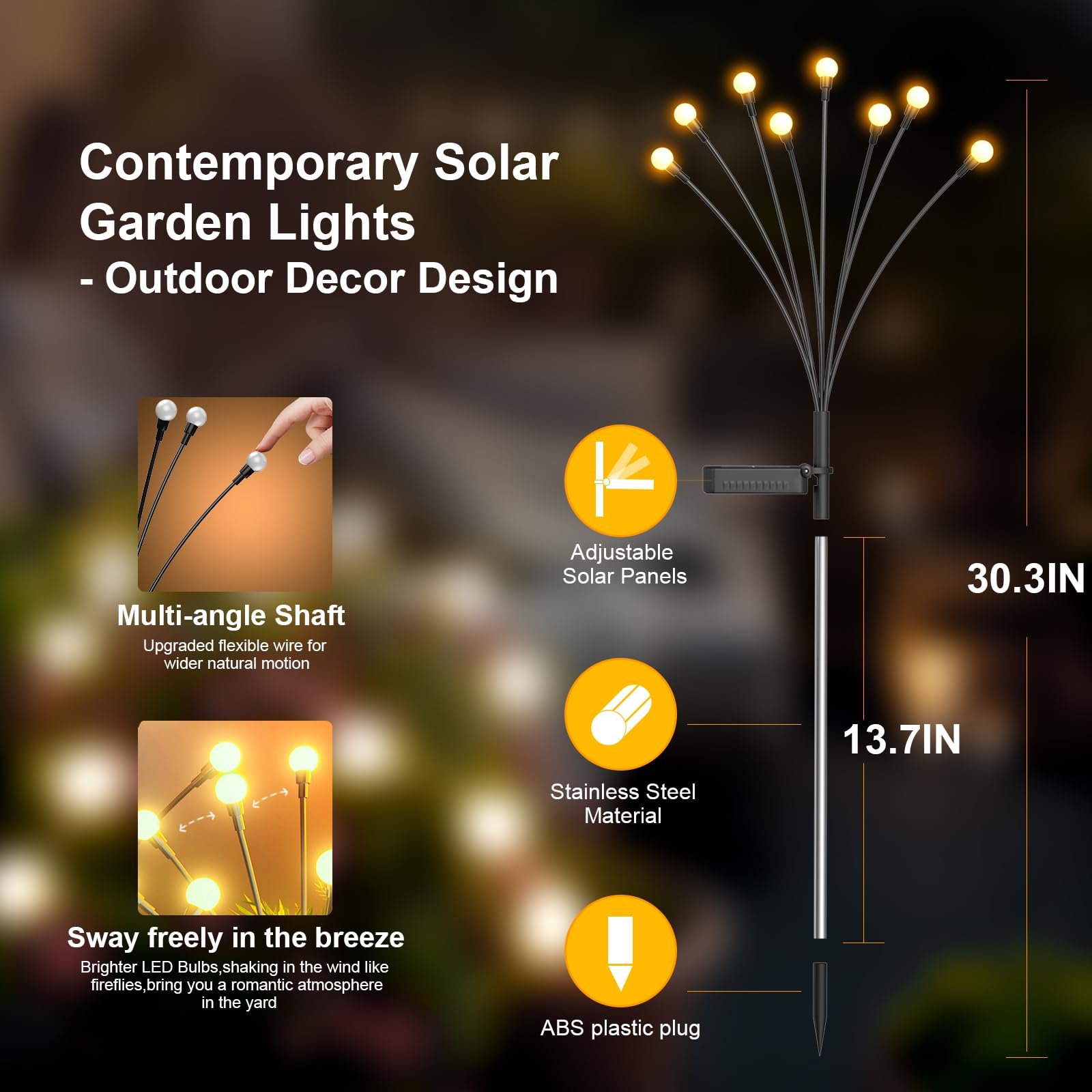 Urllyia Solar Lights 6-8 hour charging provides all-night illumination.