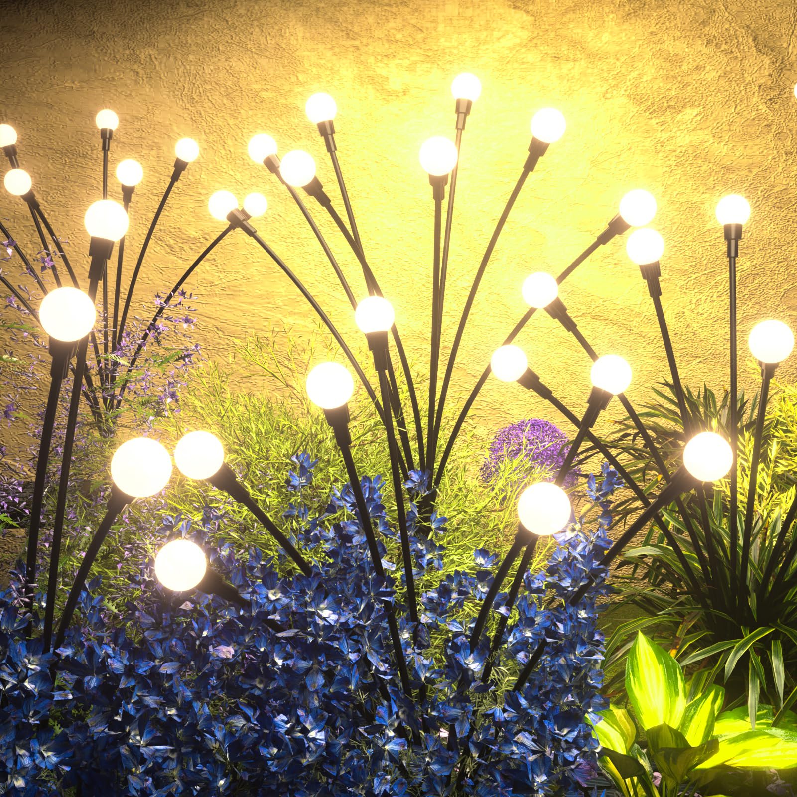 Urllyia Solar Lights firefly glow for enchanting yard ambiance at night.