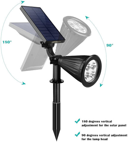 URPOWER adjustable-head solar light shows 90-degree tilt for focused illumination.