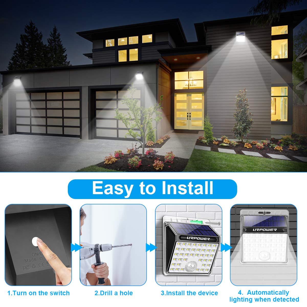 URPOWER four-pack offers versatile outdoor lighting for multiple spots.