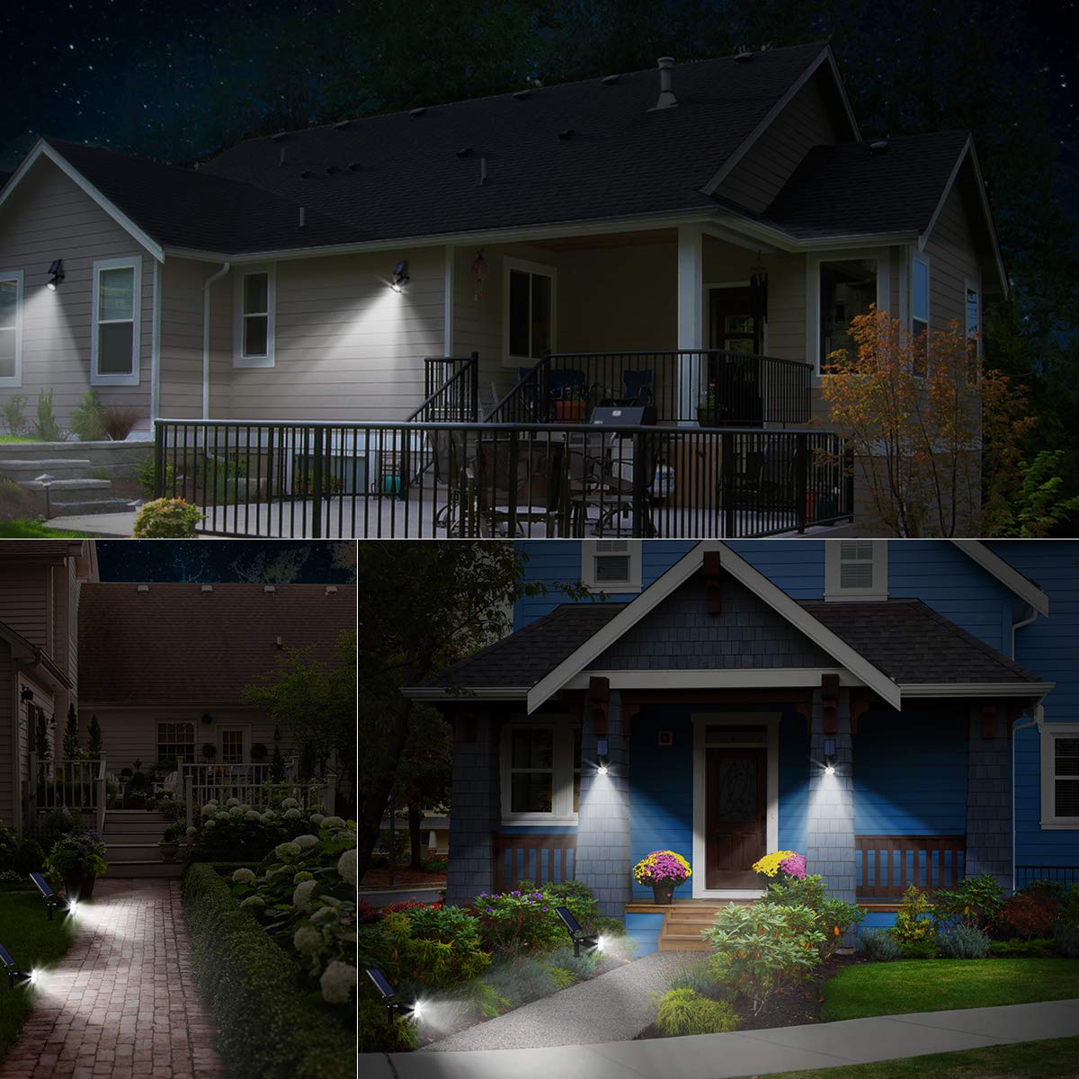 URPOWER Solar Spot Light highlighting a tree statue at night