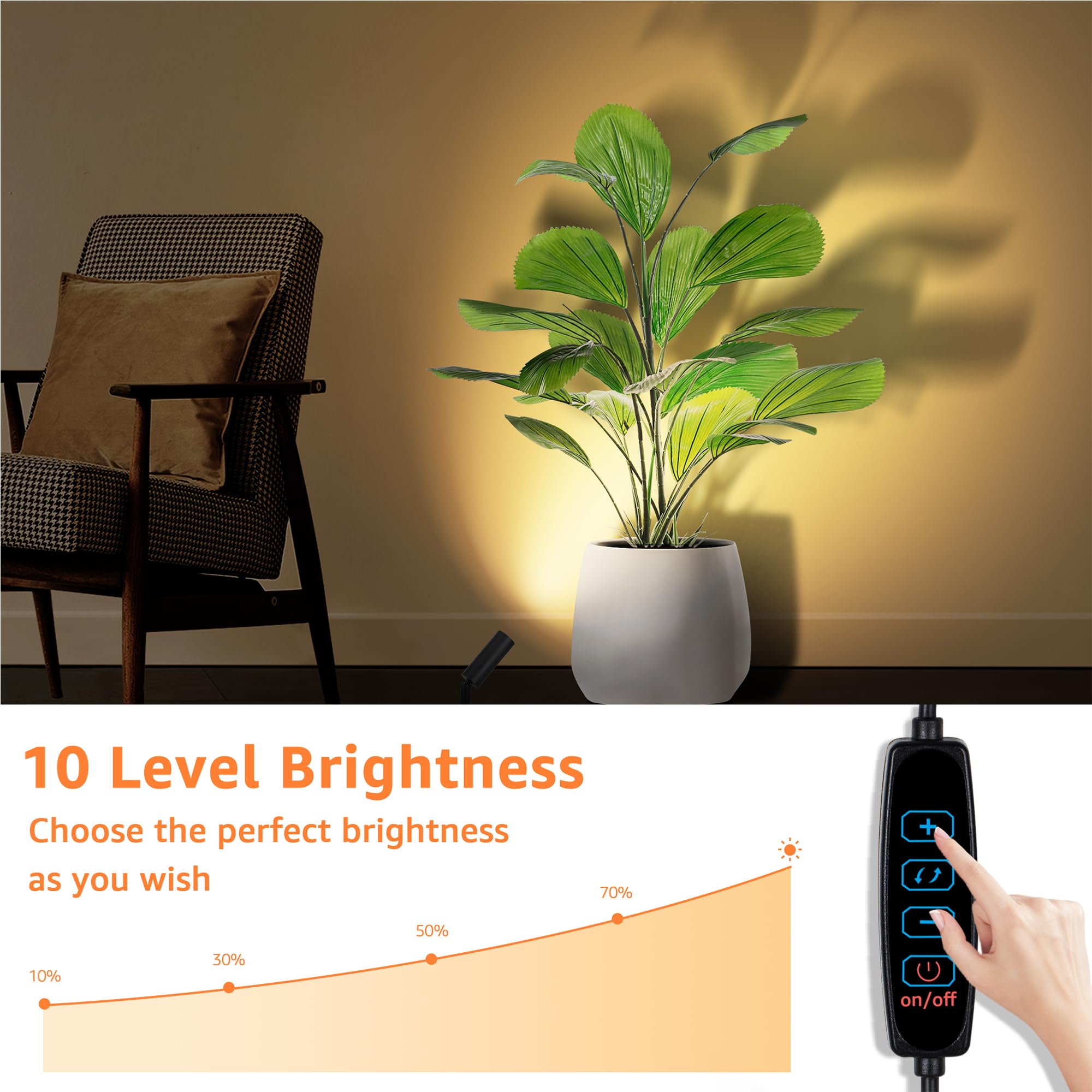 URTOM 2-pack dimmable LED uplights at 5000K with crisp highlights