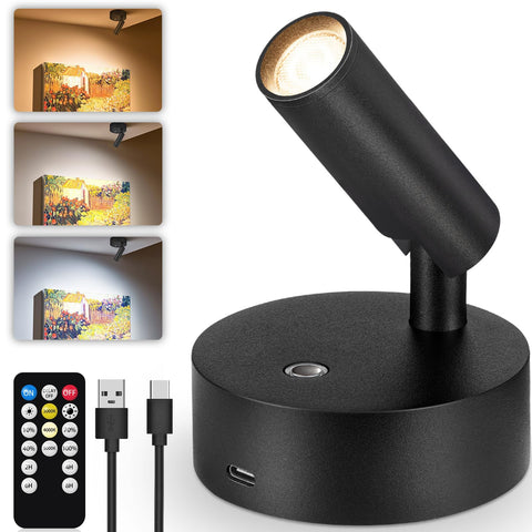 URTOM 3CCT LED Spotlight battery-powered design for long-lasting indoor lighting.