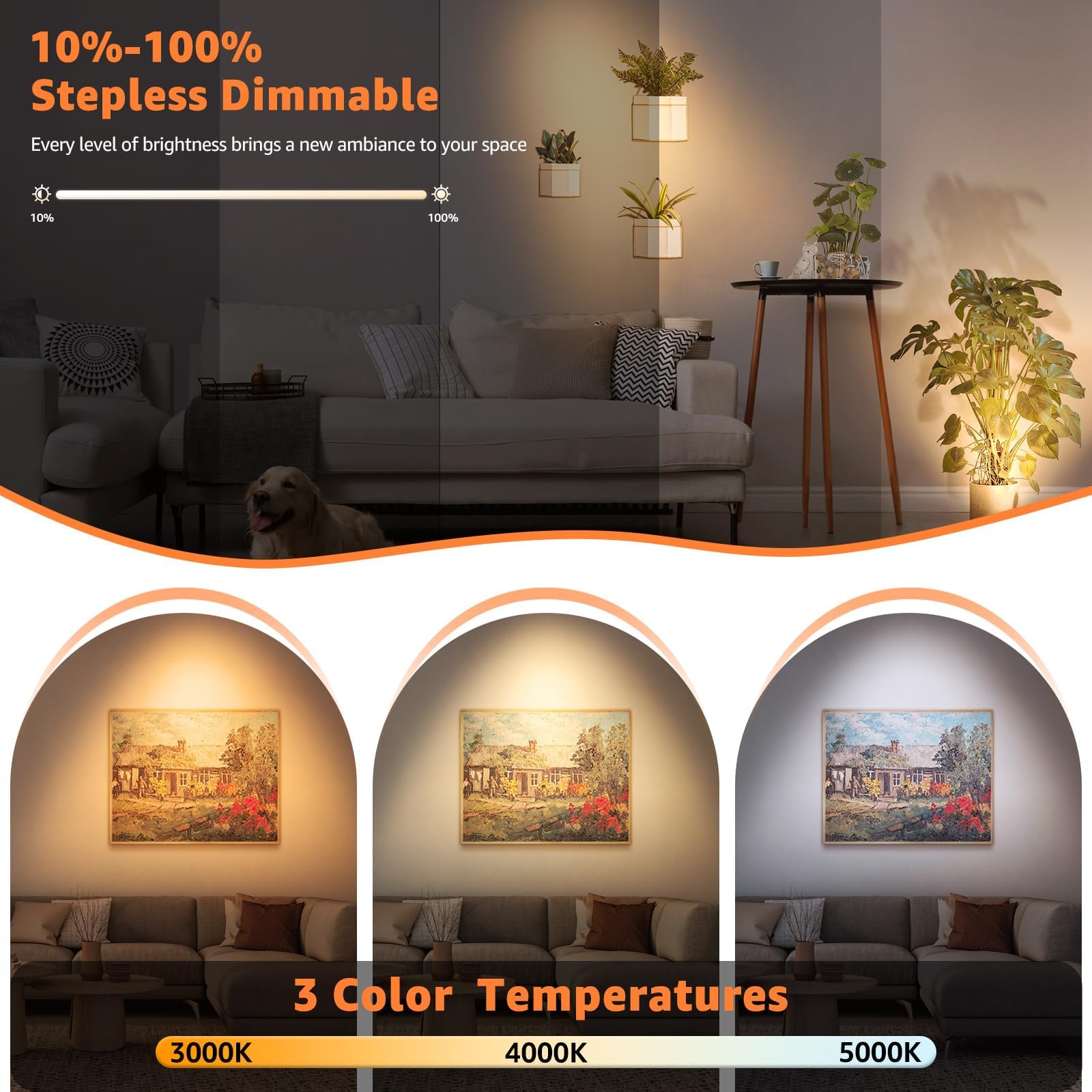 URTOM 3CCT LED Spotlight offers warm to cool 3000–5000K tones for ambience.