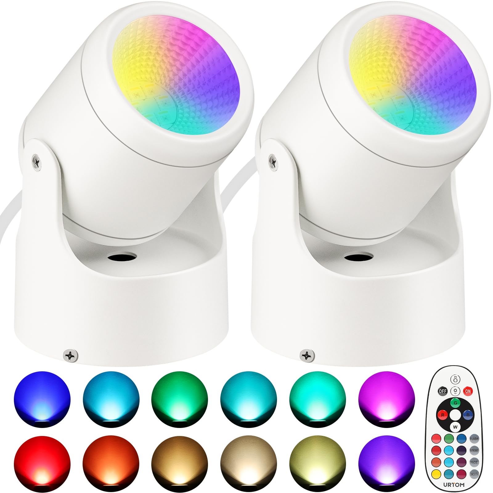 URTOM 6W RGBW uplight with vibrant color options for mood enhancement.