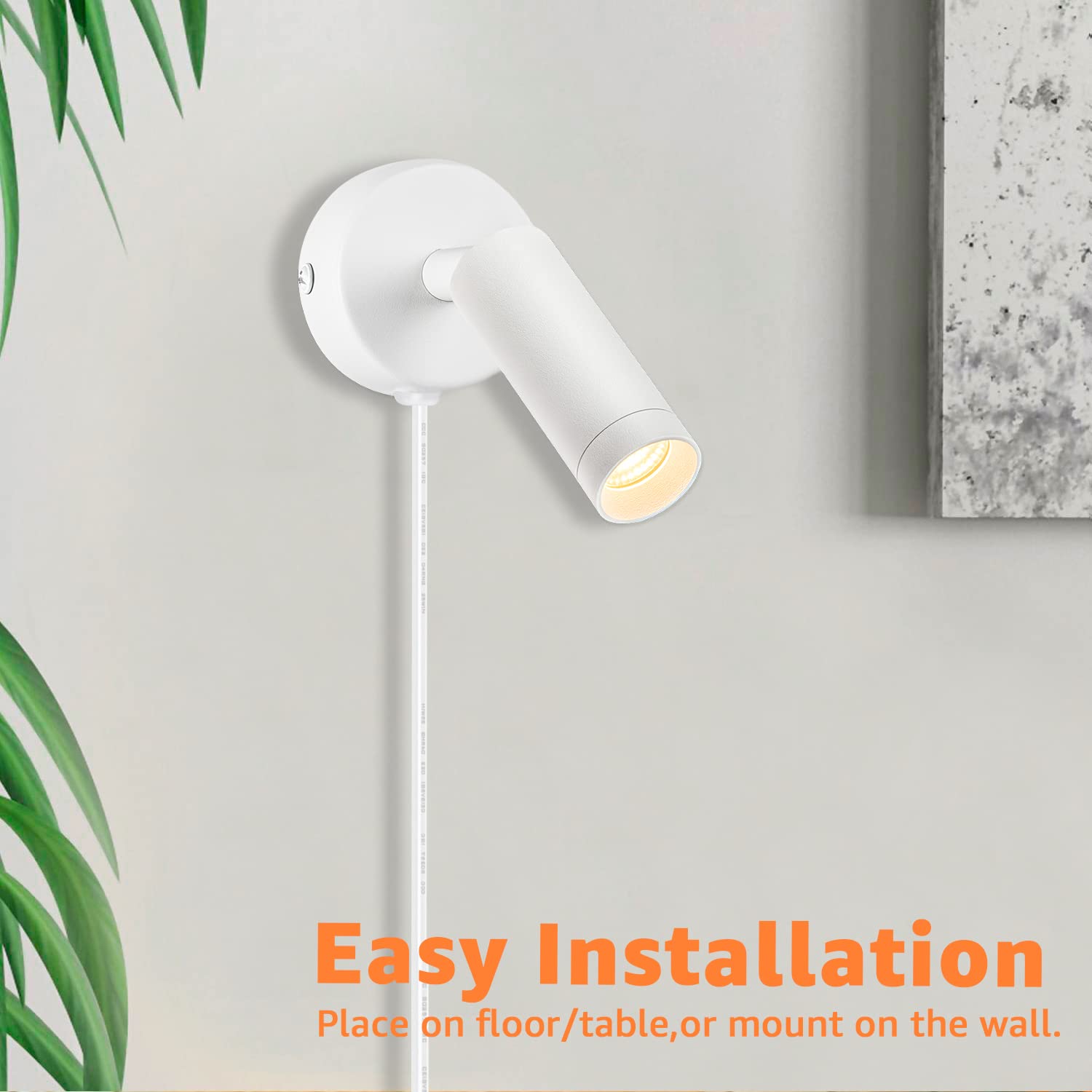 URTOM adjustable 90-degree spotlight ideal for paintings or shelves.