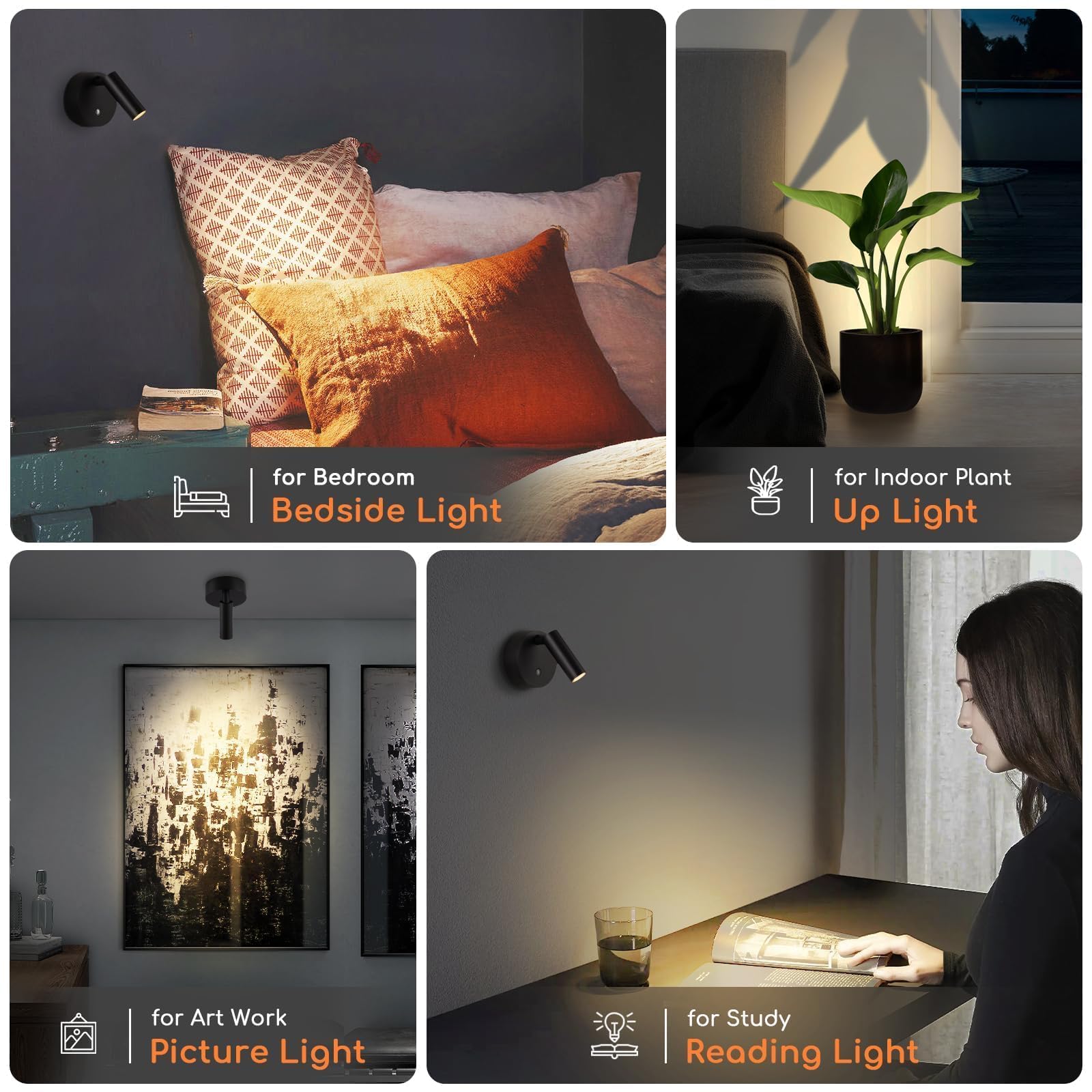 URTOM LED wireless spotlight USB-C charging cable enables cordless operation