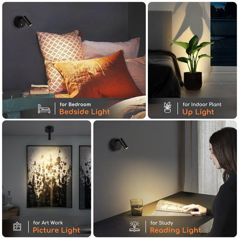 URTOM LED wireless spotlight USB-C charging cable enables cordless operation