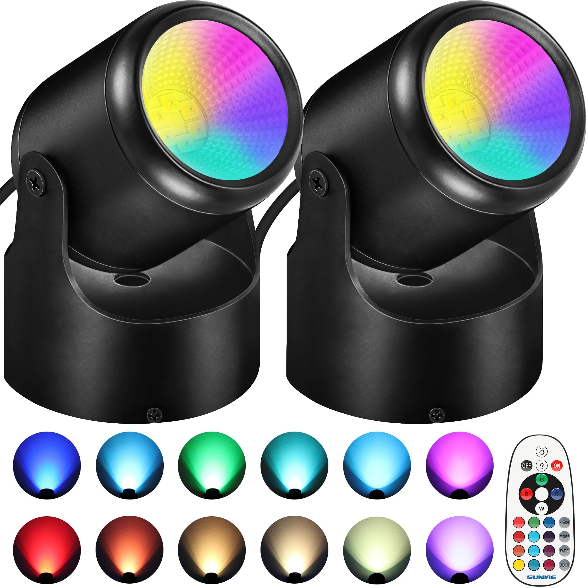URTOM RGBW Christmas spot lights illuminate festive decor with vibrant color options.