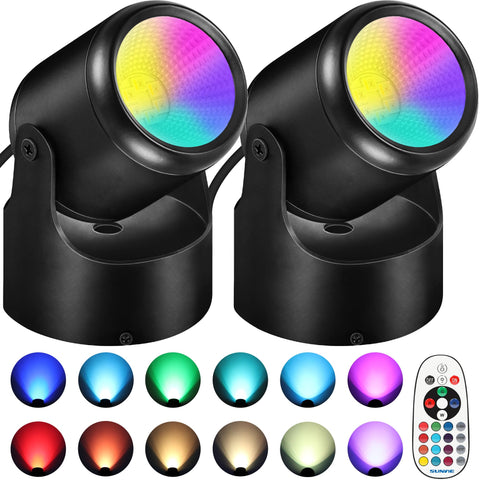 URTOM RGBW Christmas spot lights illuminate festive decor with vibrant color options.