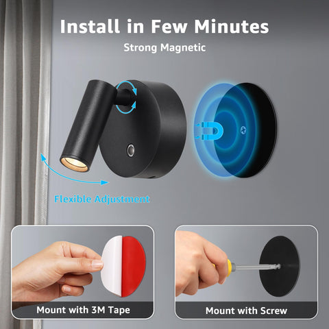 URTOM 3CCT LED Spotlight magnetic mount for versatile installation.