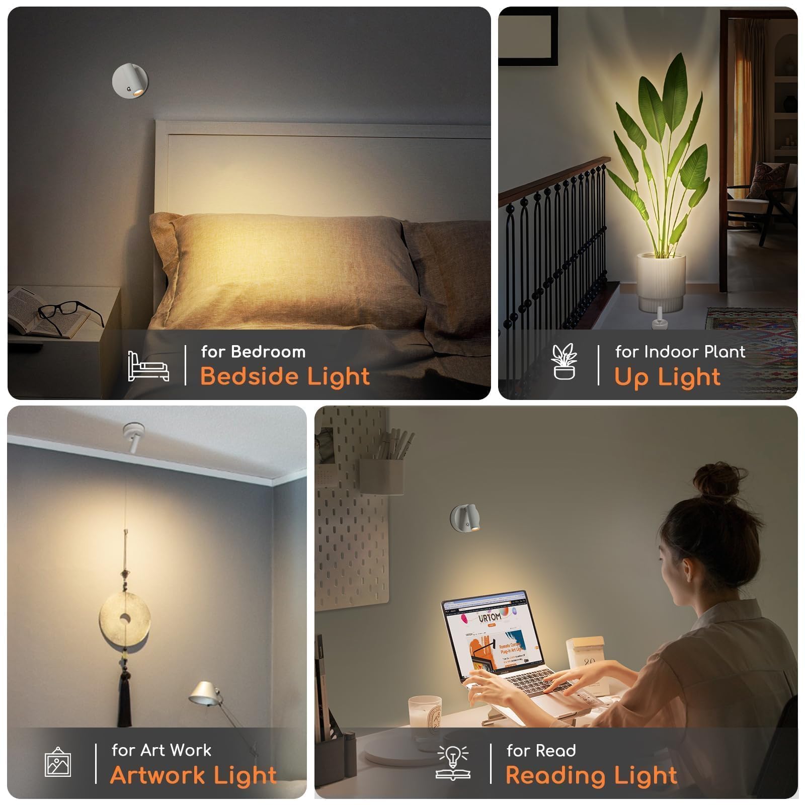 URTOM Wireless LED Spotlight enhances artwork lighting with vivid, even glow.