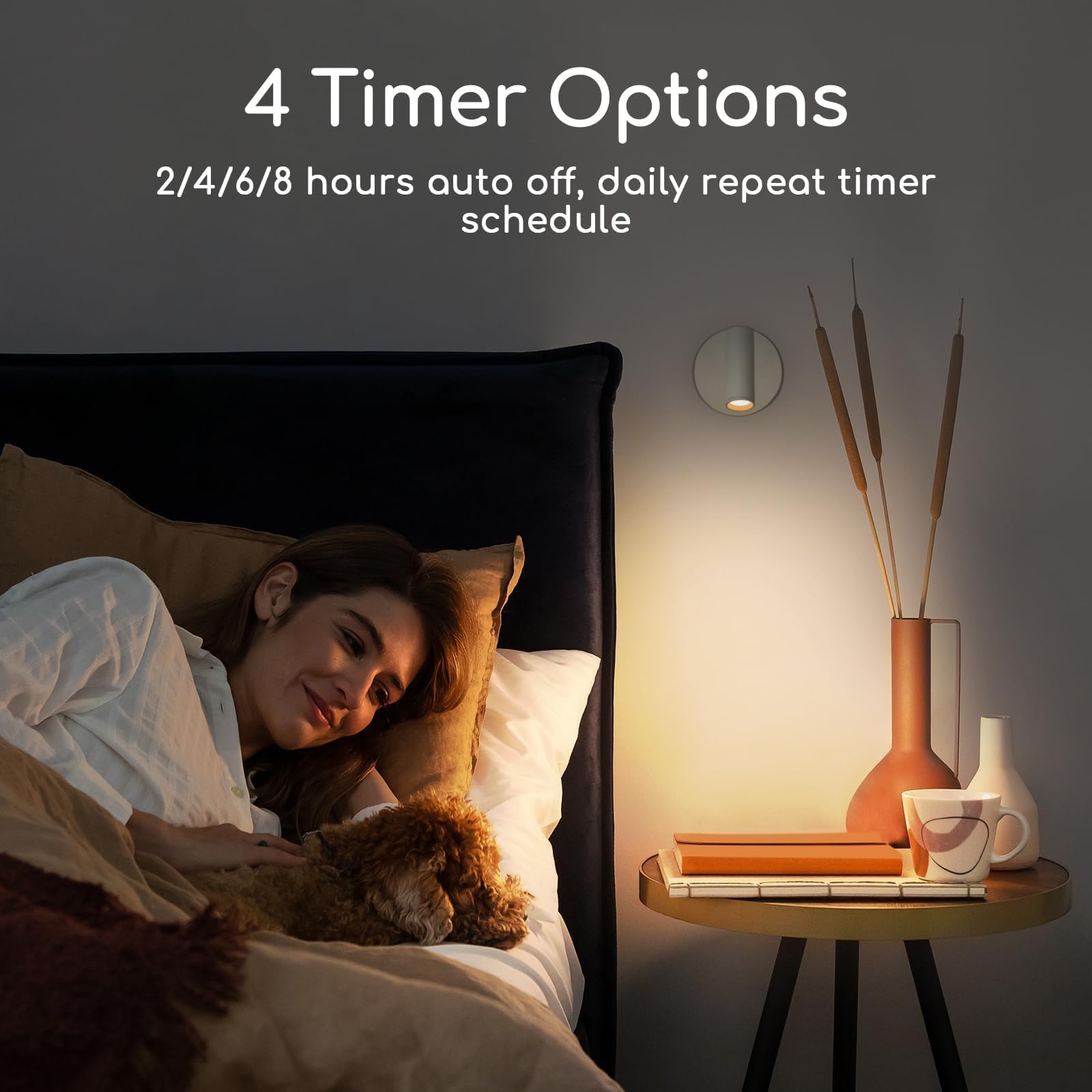 URTOM Wireless LED Spotlight timer settings for automatic daily on/off cycles.