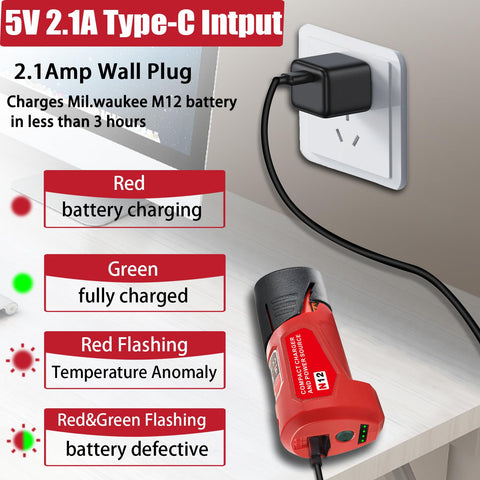 URUN M-12 charger features durable silicone insulation for safe operation