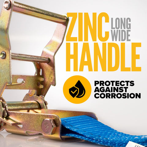 2-inch-wide webbing delivers durable restraint for pallets and boxes.