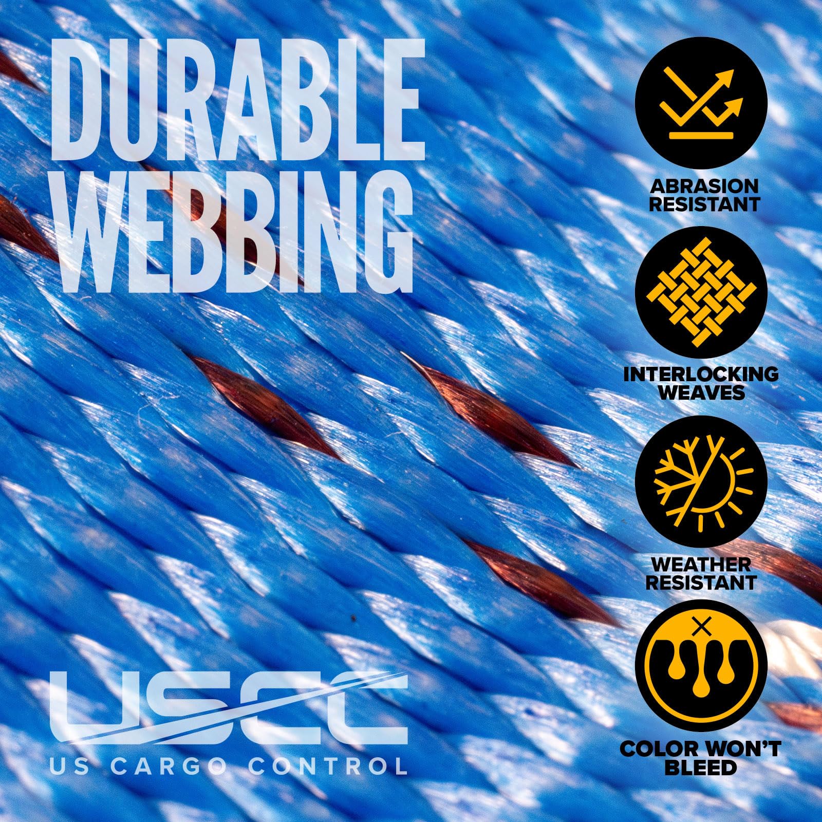Bright blue strap improves visibility on busy trailers and warehouses.