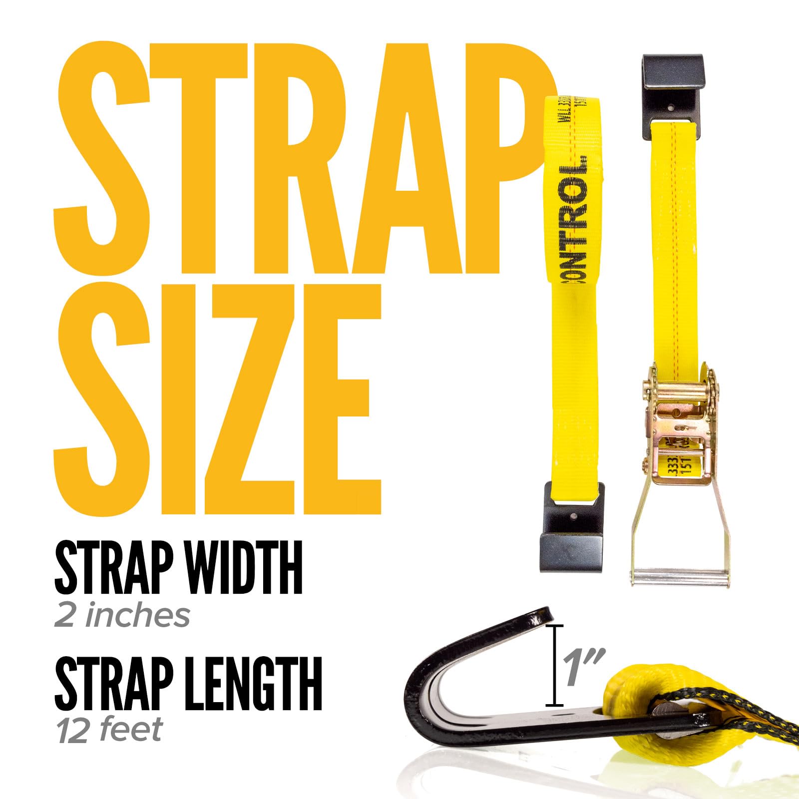 US Cargo Control heavy-duty strap with 2in width and 30ft length for large loads.
