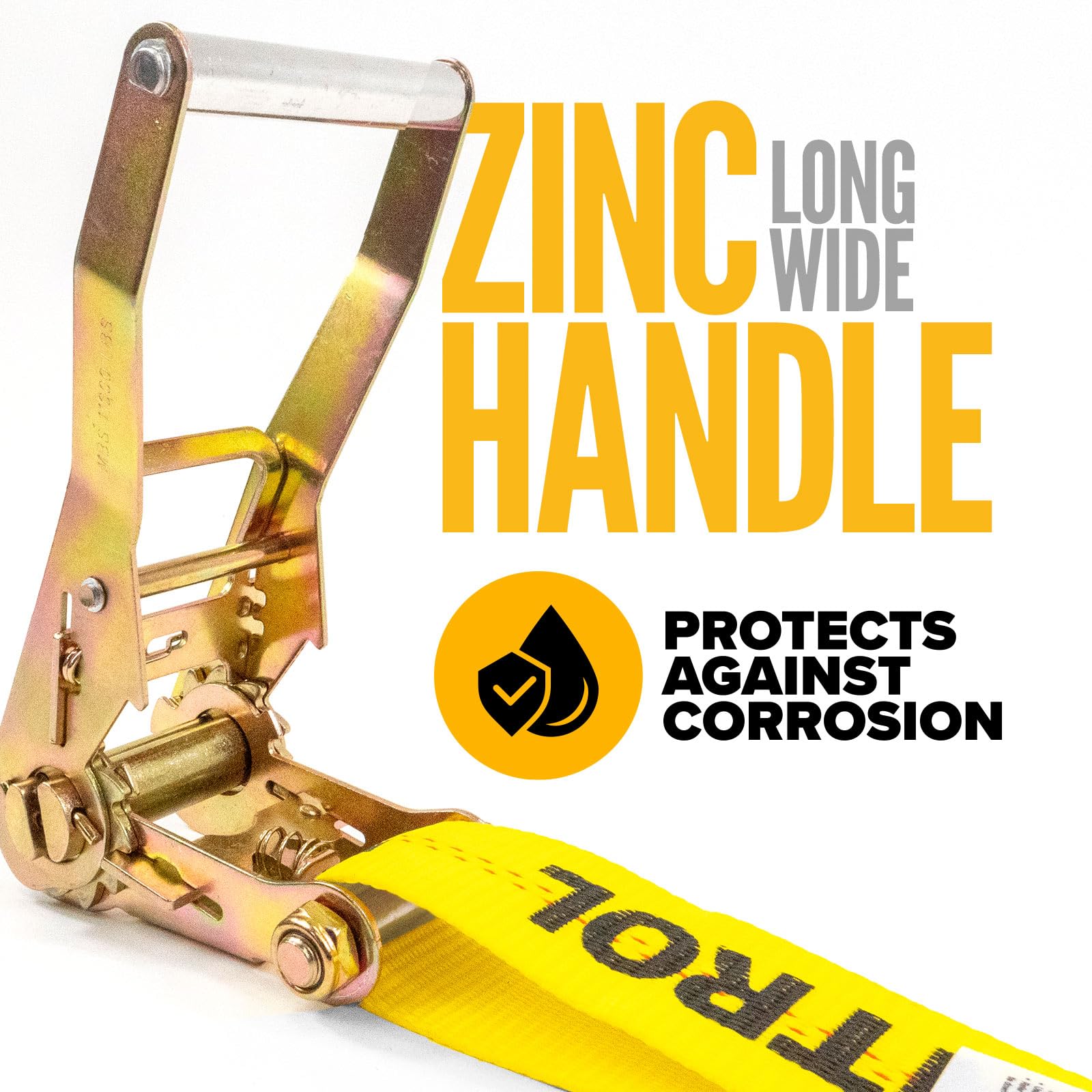 US Cargo Control WSTDA-compliant strap for safe securing on flatbeds.