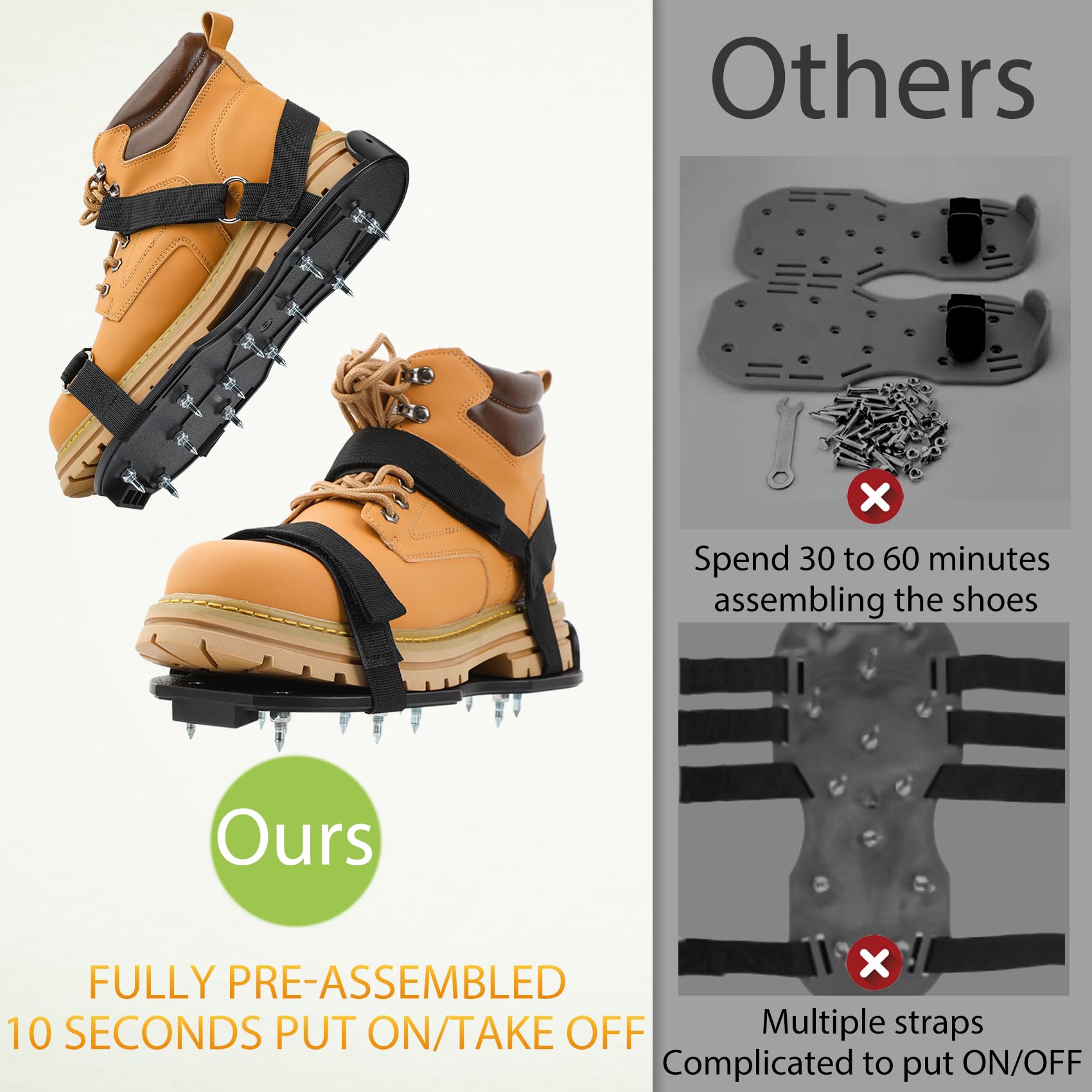 US:E spike shoes use durable materials to support up to 200 pounds.