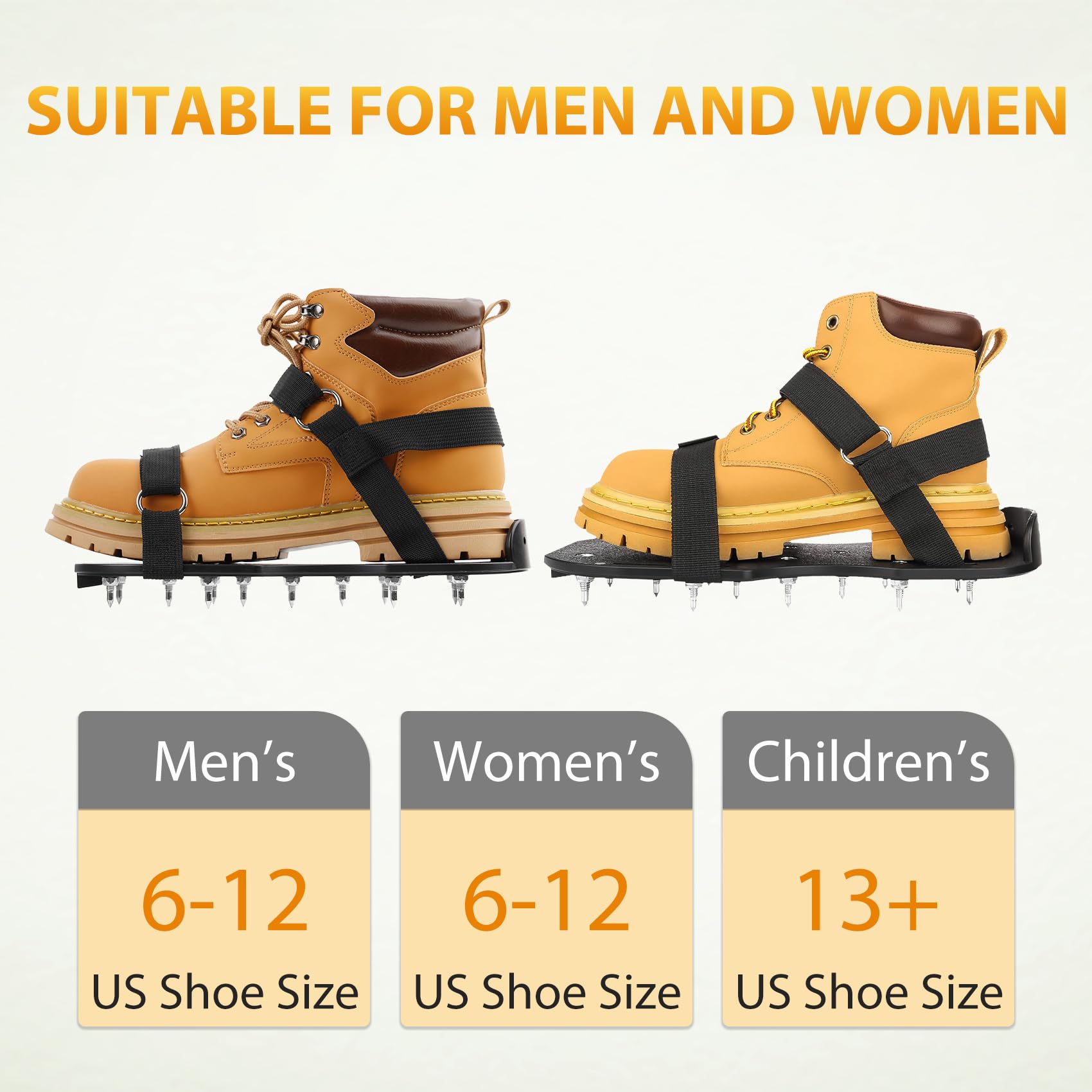 US:E spike shoes with Velcro straps for secure front and back fastening.