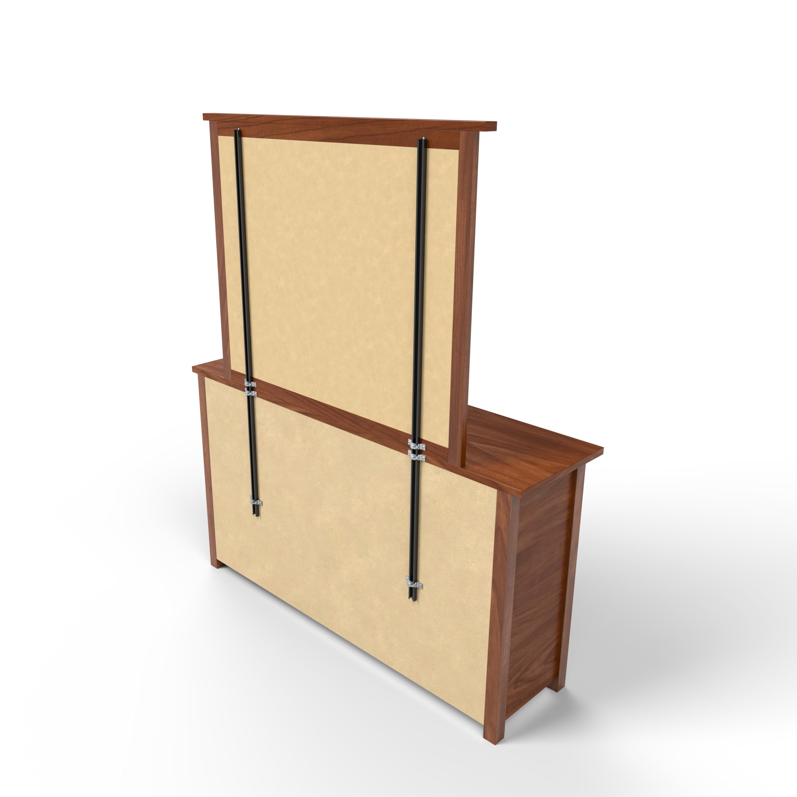 USA Bed Support Co dual-mount bracket provides balanced support for large mirrors.