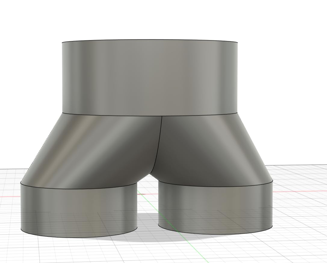 USA-made 3D-printed duct splitter highlights abrasion-resistant PETG material.
