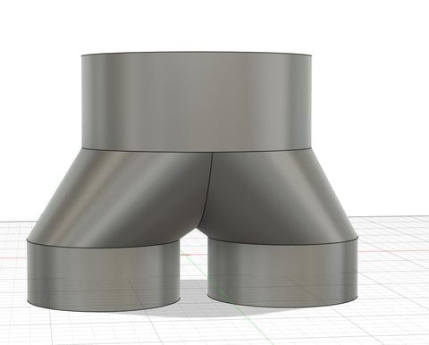 USA-made 3D-printed duct splitter highlights abrasion-resistant PETG material.
