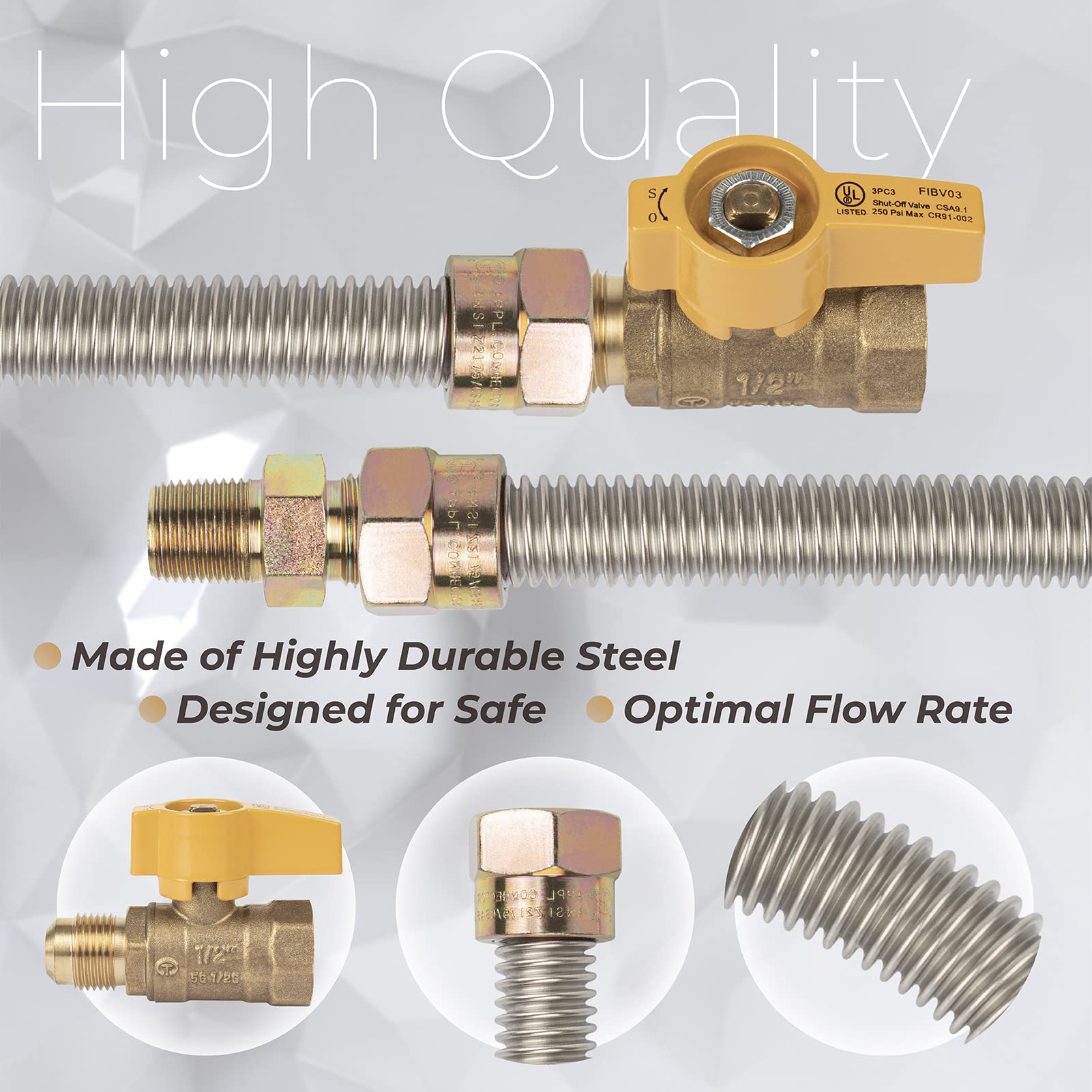 Usamate F271239 12in male flare to 12in male pipe coupling for secure connections.