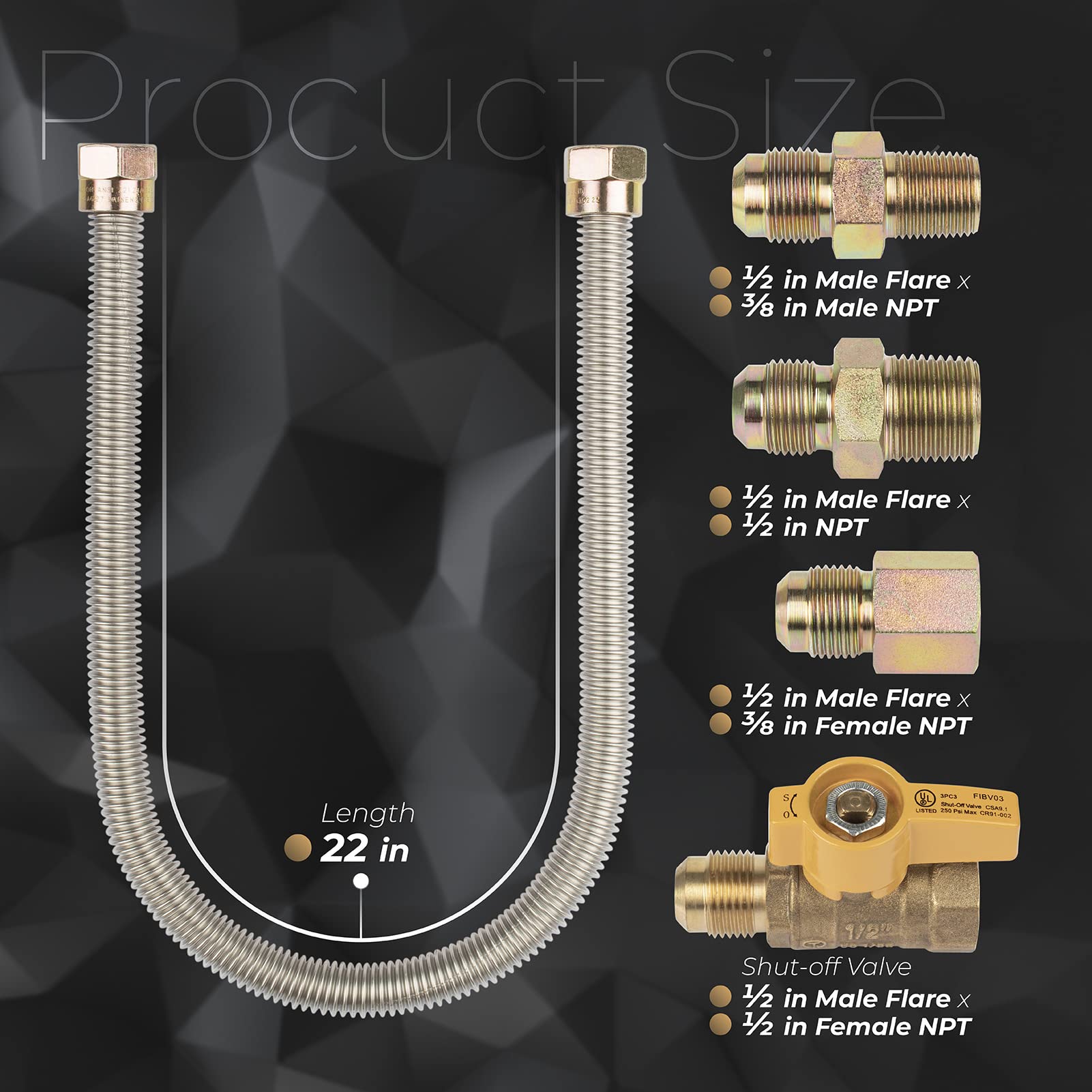 Usamate F271239 brass gas shutoff valve for quick maintenance control.