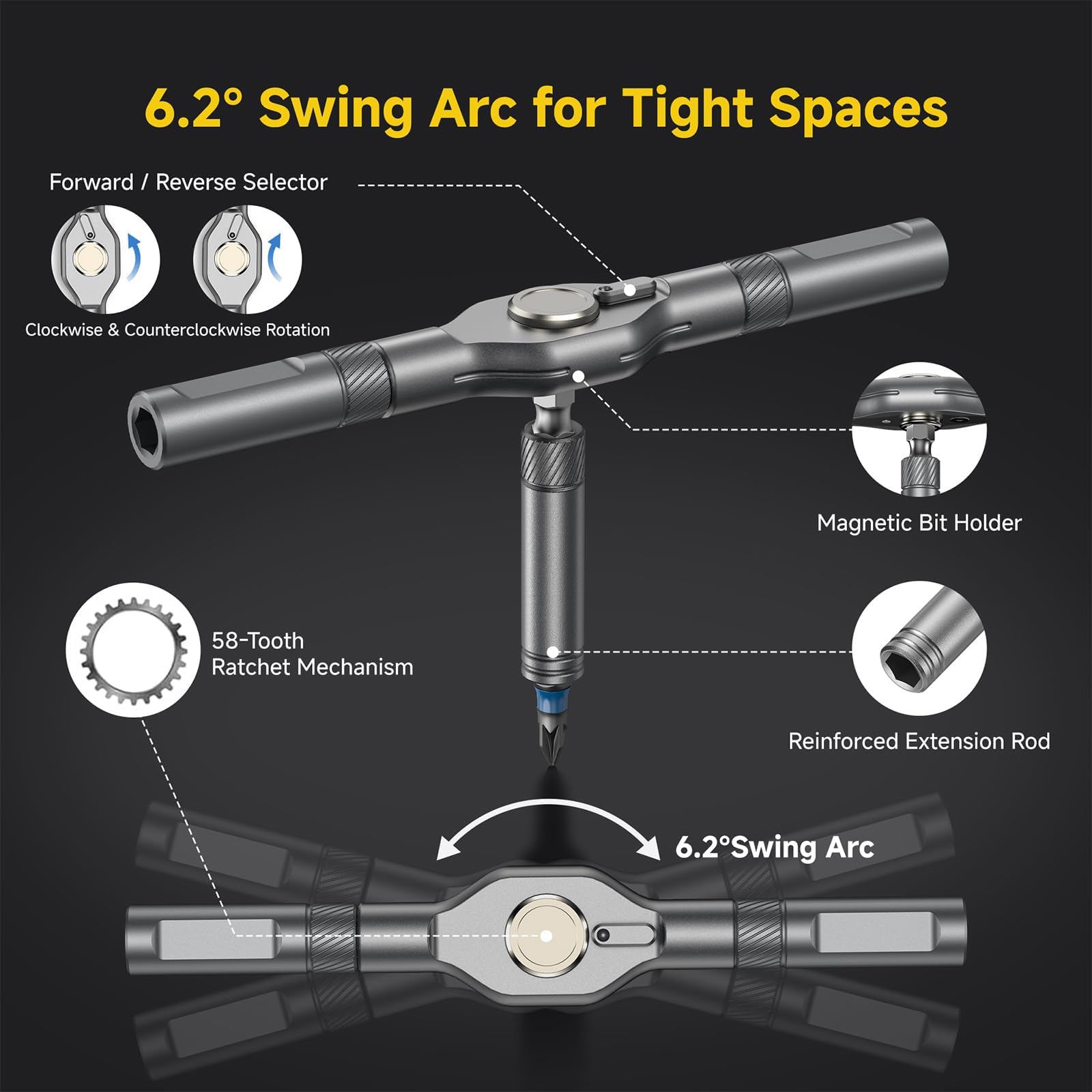 USUAUU ergonomic non-slip handle improves grip during tasks