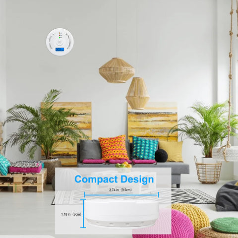 USBNOVEL CO alarm with loud alert and red LED signaling.