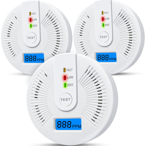 USBNOVEL carbon monoxide detector front view with LCD display for clear readings.