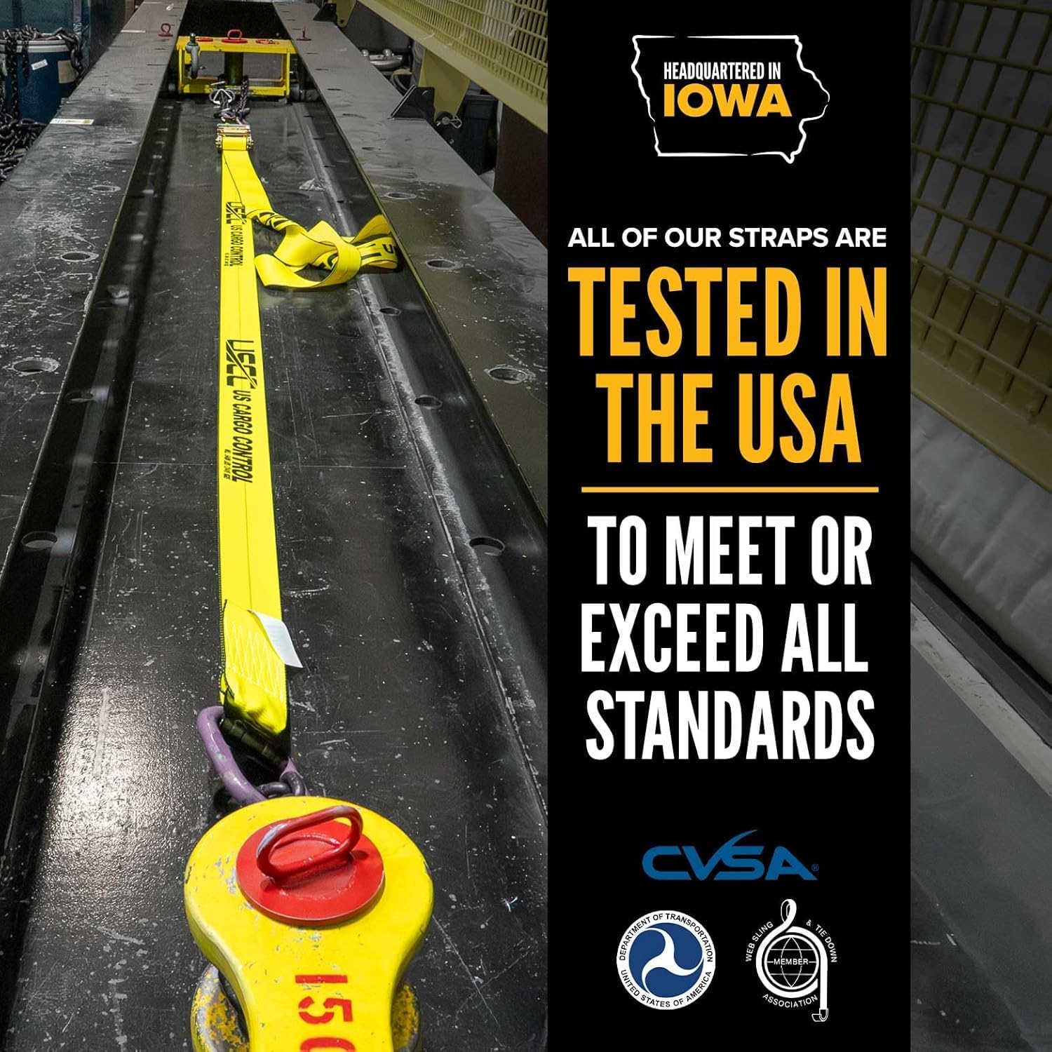 Four straps ready for secure hauling on a trailer