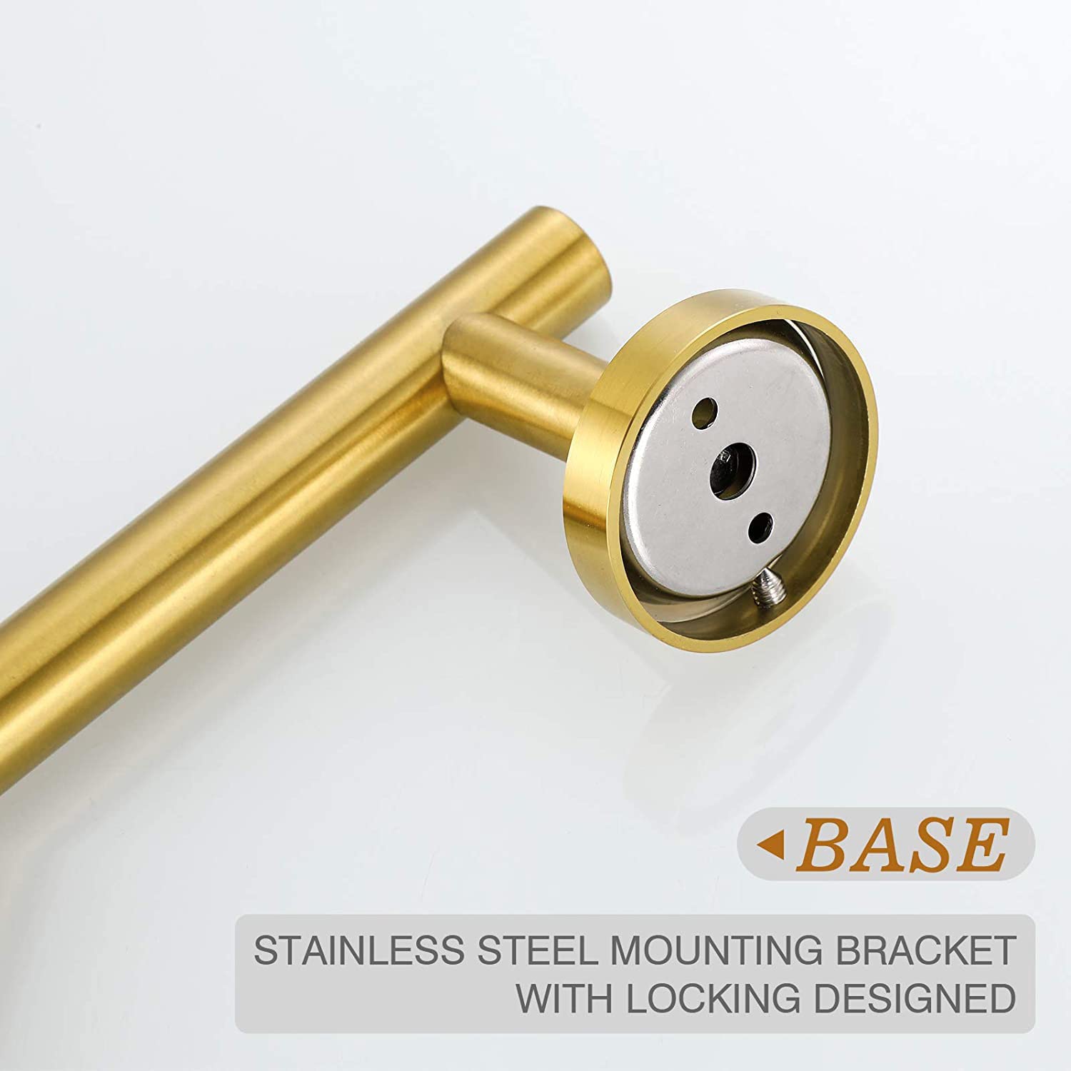 USHOWER brushed gold bathroom set mounted for a cohesive look