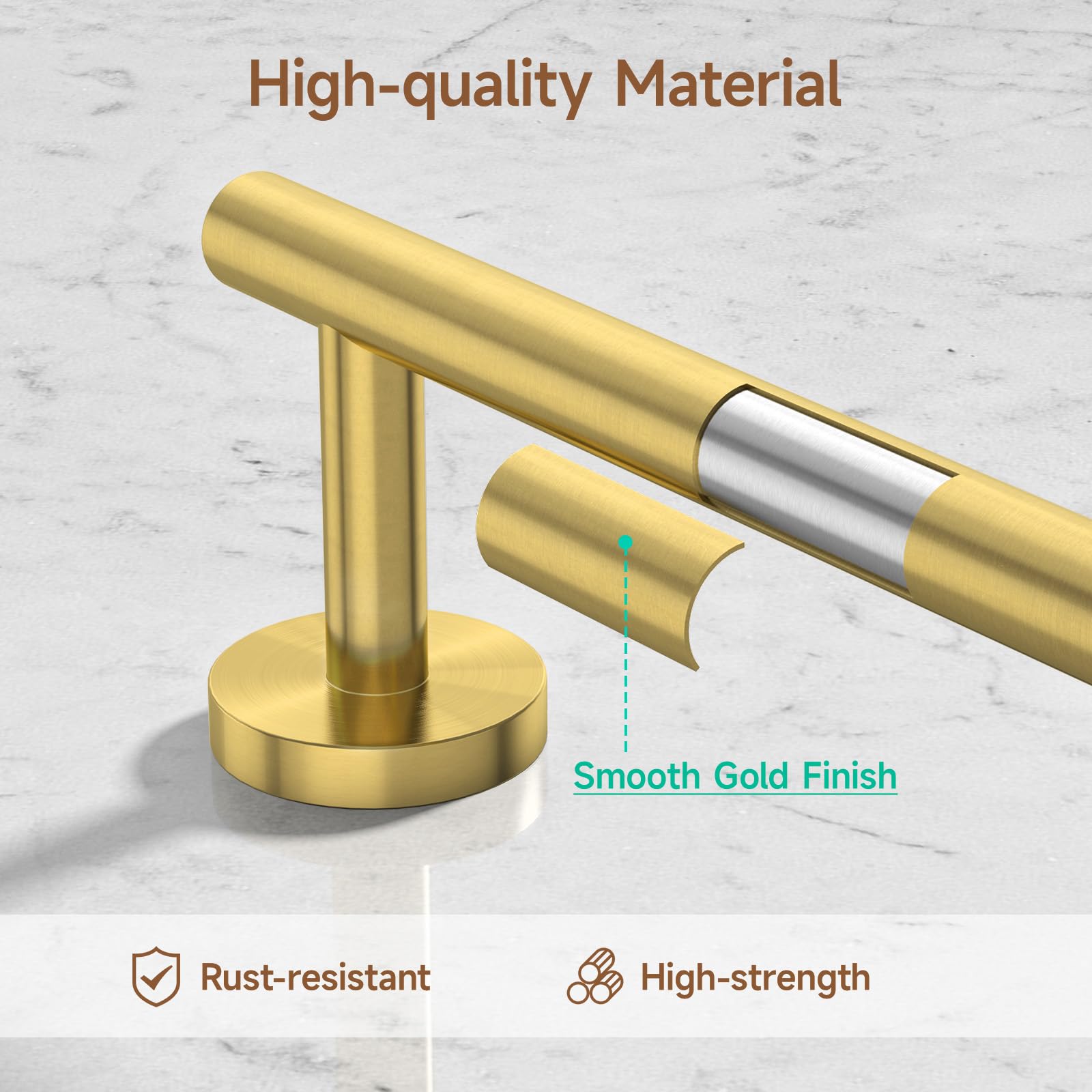 USHOWER brushed gold close-up highlights premium finish