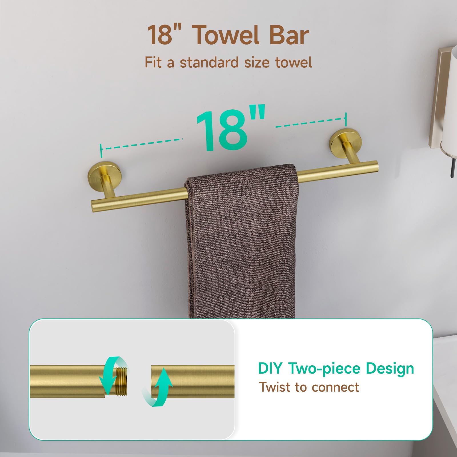 USHOWER brushed gold toilet paper holder complements contemporary baths