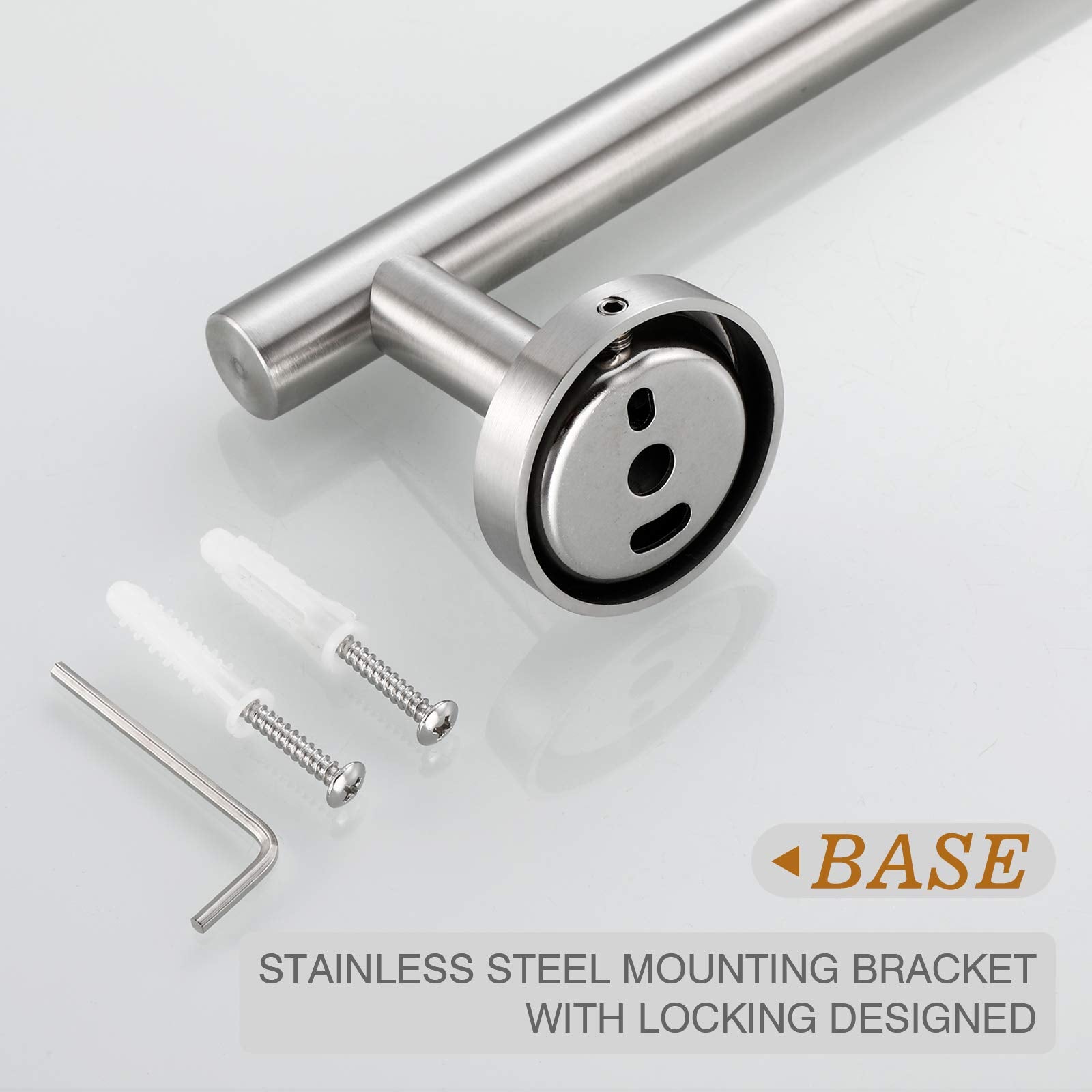 Dust-free brushed nickel finish on USHOWER towel bar maintains clean look