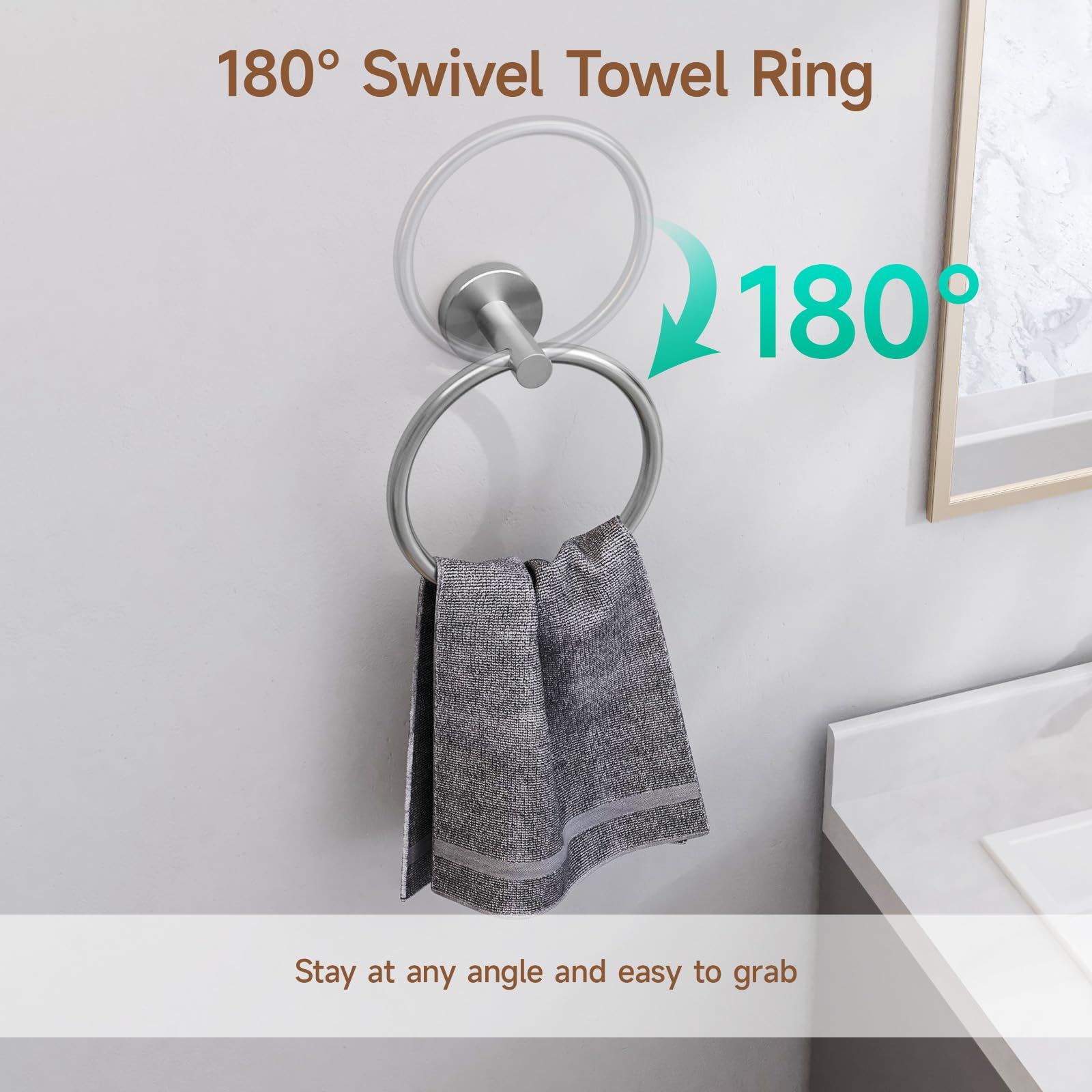 USHOWER brushed nickel robe hook for robes and towels.